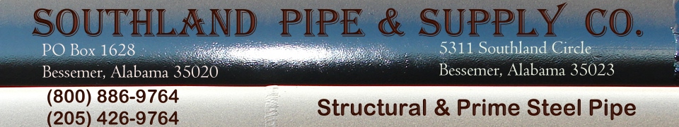 General Data: Pipe Sizes, Weights & Specifications Chart SOUTHLAND PIPE & SUPPLY CO, Alabama